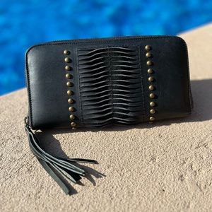 Bali Bliss Black Leather Clutch Purse Wallet